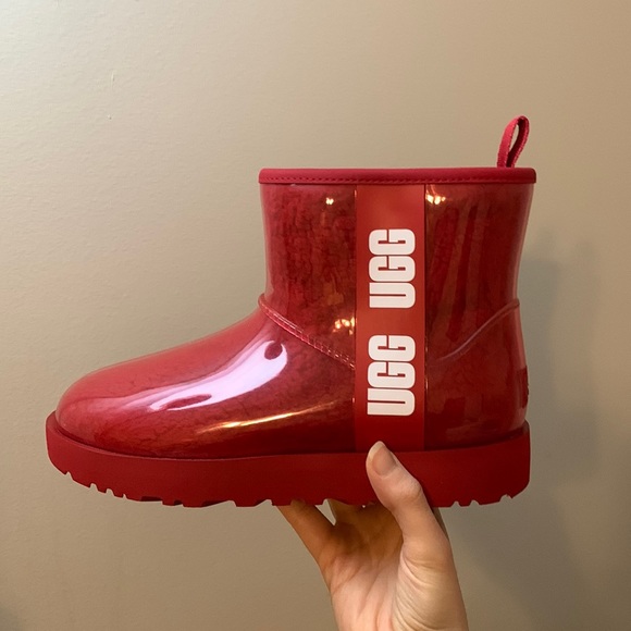 Ugg Red Mini Clear and Sherpa Filled Boots - Picture 13 of 17